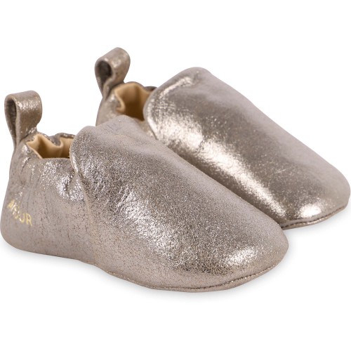 Shiny Leather Pre-Walkers in Silver