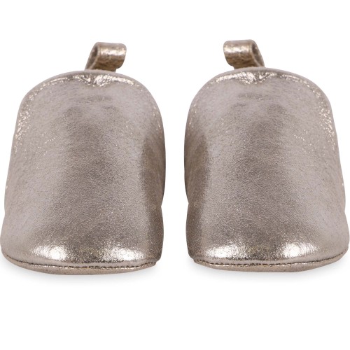 Shiny Leather Pre-Walkers in Silver