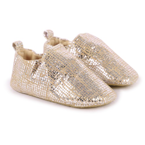 Shiny Leather Baby Shoes in Silver