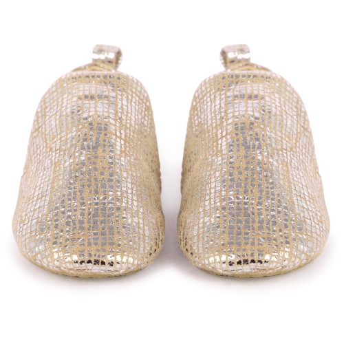 Shiny Leather Baby Shoes in Silver