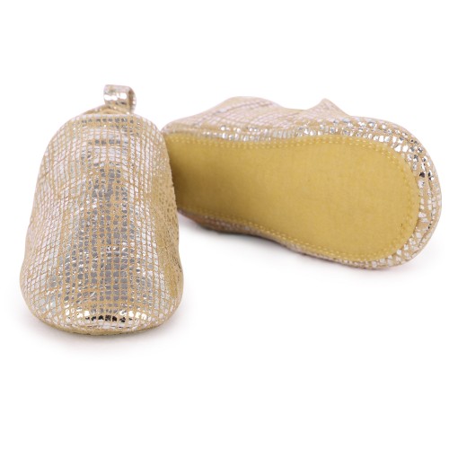 Shiny Leather Baby Shoes in Silver