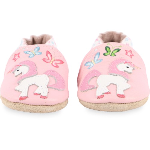 Magic Unicorn Leather Baby Shoes in Pink