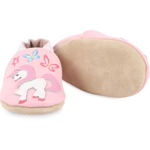 Magic Unicorn Leather Baby Shoes in Pink