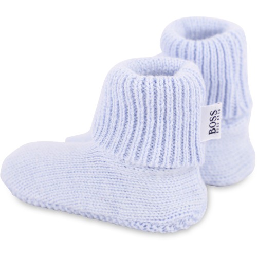 Knit Logo Cap and Baby Shoes in Light Blue