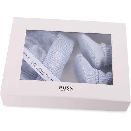 Knit Logo Cap and Baby Shoes in Light Blue