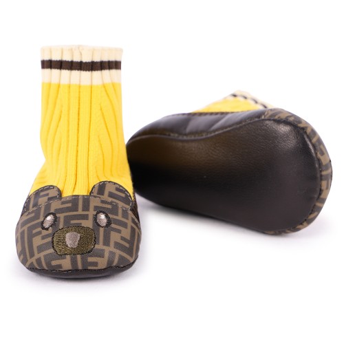 Iconic FF Bear Pre-Walkers in Brown and Yellow