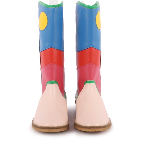 Color Block Mexican Style Cowboy Boots in Pink, Blue and Green Color Block Mexican Style Cowboy Boots in Pink, Blue and Green