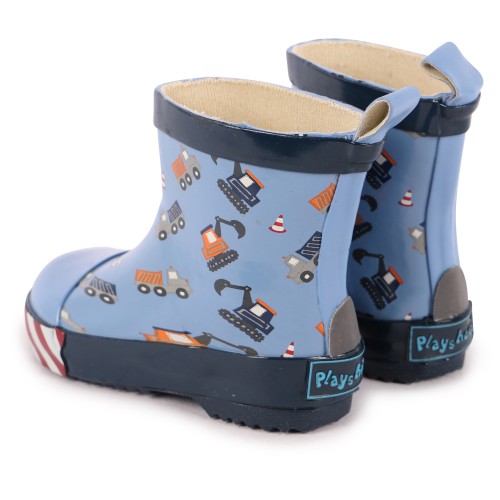 Construction Site Print Rubber Boots in Blue