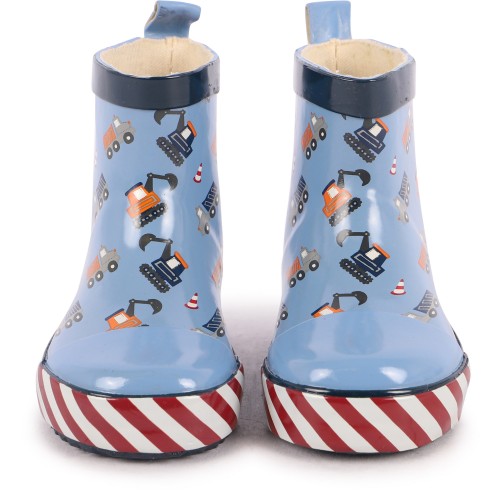 Construction Site Print Rubber Boots in Blue