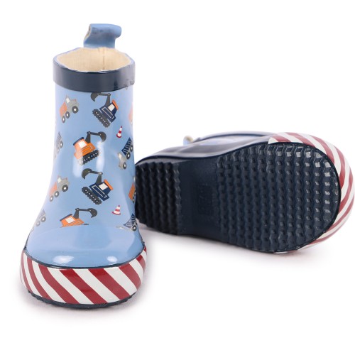 Construction Site Print Rubber Boots in Blue