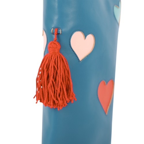 Love Hearts and Tassels Detailing Cowboy Boots in Blue and Pink