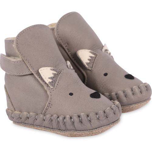 Wolf Leather Boots with Wool Interior in Grey