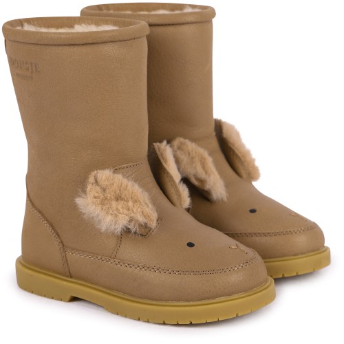 Winter Bunny Leather Boots with Wool Interior in Brown Winter Bunny Leather Boots with Wool Interior in Brown