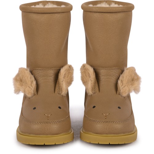 Winter Bunny Leather Boots with Wool Interior in Brown Winter Bunny Leather Boots with Wool Interior in Brown