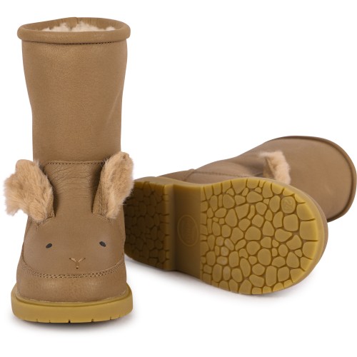 Winter Bunny Leather Boots with Wool Interior in Brown Winter Bunny Leather Boots with Wool Interior in Brown