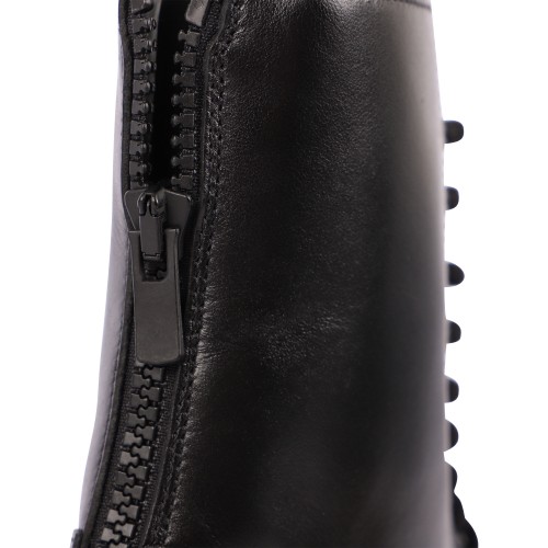 Barocco Print Outsole Leather Boots in Black and Golden