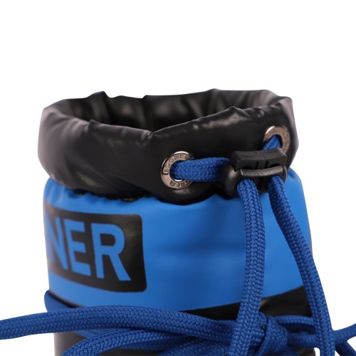 Lace-Up Faux Fur Interior Logo Ski Boots in Black and Blue