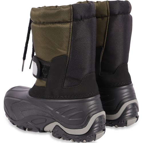 Faux Fur Interior Logo Ski Boots in Black and Brown Faux Fur Interior Logo Ski Boots in Black and Brown