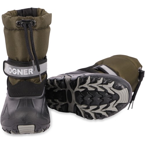 Faux Fur Interior Logo Ski Boots in Black and Brown Faux Fur Interior Logo Ski Boots in Black and Brown