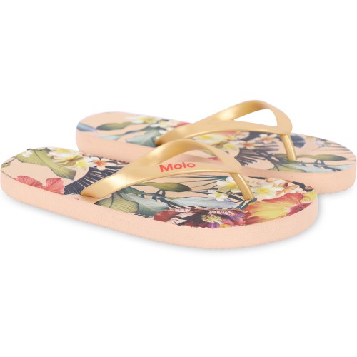 Hawaiian Flowers Print Flip Flops