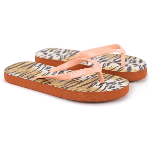 Tiger Stripes Logo Flip Flops in Beige and Pink Tiger Stripes Logo Flip Flops in Beige and Pink