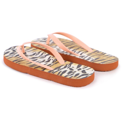 Tiger Stripes Logo Flip Flops in Beige and Pink Tiger Stripes Logo Flip Flops in Beige and Pink