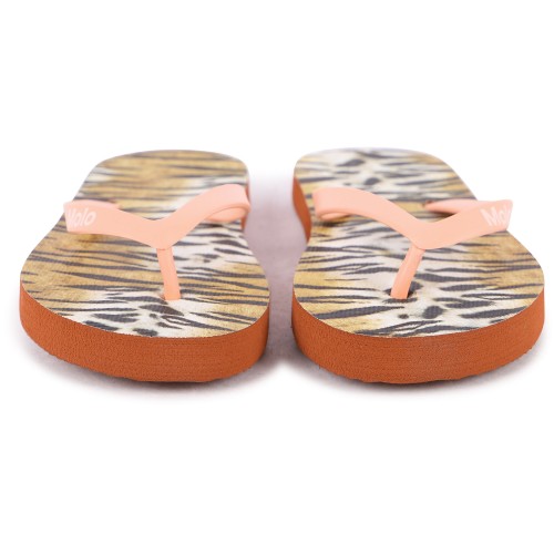 Tiger Stripes Logo Flip Flops in Beige and Pink Tiger Stripes Logo Flip Flops in Beige and Pink