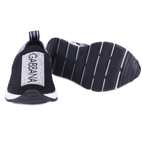 Rhinestones Detailing Logo Slip-On Sneakers in Black