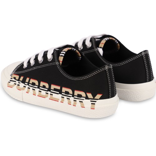 Vintage Check Detail Platform Logo Sneakers in Black and White Vintage Check Detail Platform Logo Sneakers in Black and White