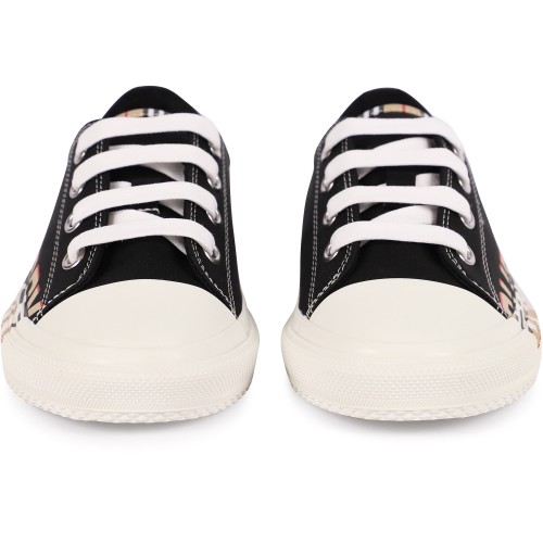 Vintage Check Detail Platform Logo Sneakers in Black and White Vintage Check Detail Platform Logo Sneakers in Black and White