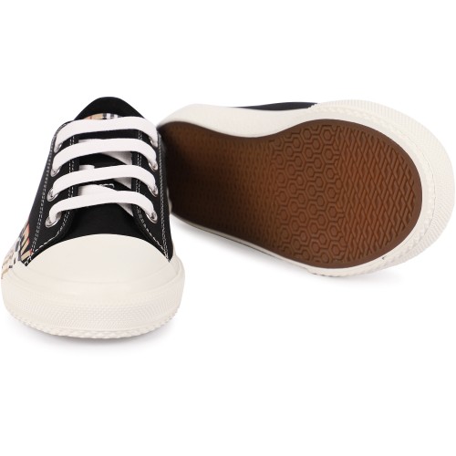 Vintage Check Detail Platform Logo Sneakers in Black and White Vintage Check Detail Platform Logo Sneakers in Black and White