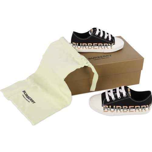 Vintage Check Detail Platform Logo Sneakers in Black and White Vintage Check Detail Platform Logo Sneakers in Black and White