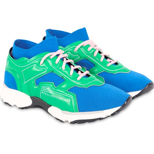 Logo Sneakers with Knitted Socks in Green and Blue Logo Sneakers with Knitted Socks in Green and Blue