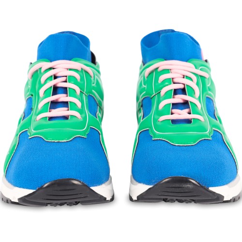 Logo Sneakers with Knitted Socks in Green and Blue Logo Sneakers with Knitted Socks in Green and Blue