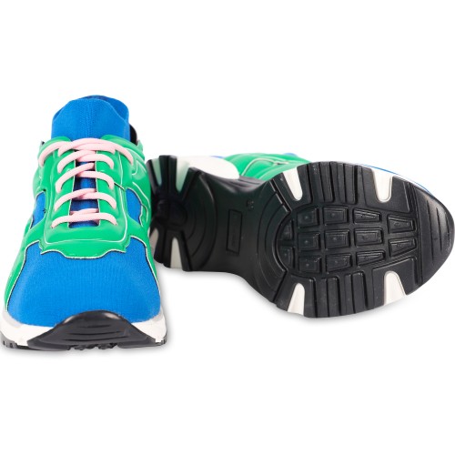 Logo Sneakers with Knitted Socks in Green and Blue Logo Sneakers with Knitted Socks in Green and Blue