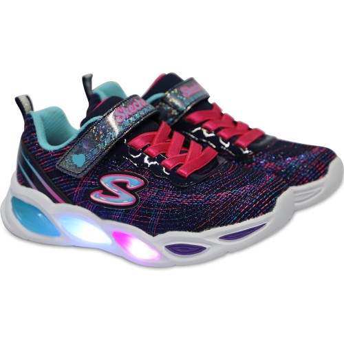 Light-Up Sneakers with Stitching in Purple