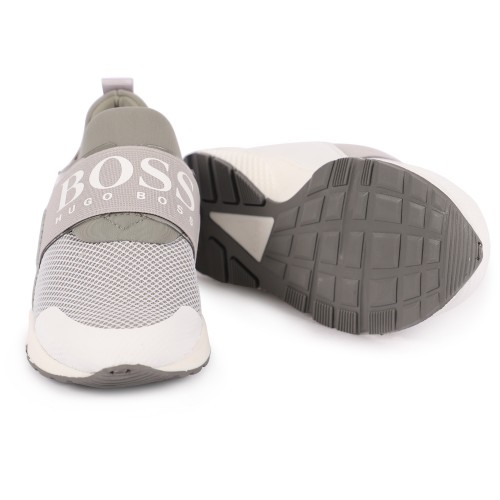 Net Detailing Logo Sneakers in Grey and White