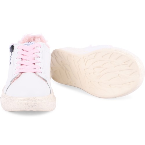 Vintage Mickey Platform Sneakers with Faux Fur Interior in White Vintage Mickey Platform Sneakers with Faux Fur Interior in White