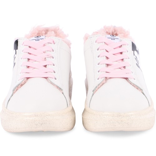 Vintage Mickey Platform Sneakers with Faux Fur Interior in White Vintage Mickey Platform Sneakers with Faux Fur Interior in White