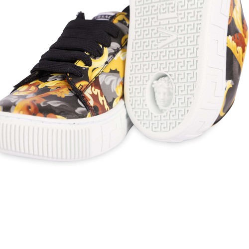 Baroque Design Logo Sneakers in Black and Golden