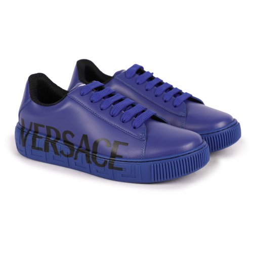 Greca Sneakers with Monogram in Blue