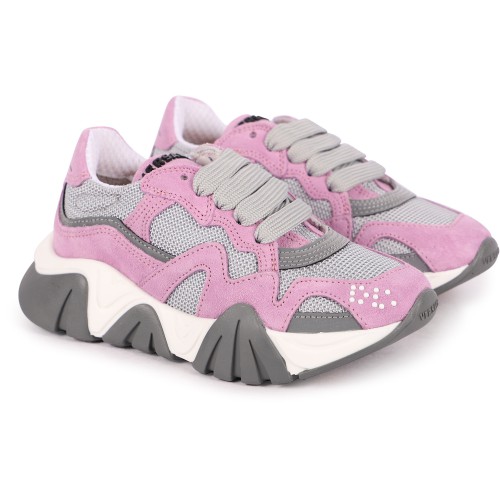 Classic Logo Sneakers in Pink and Grey